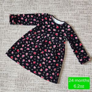 Vintage Miniwear long sleeve black rose velour dress size 24 months